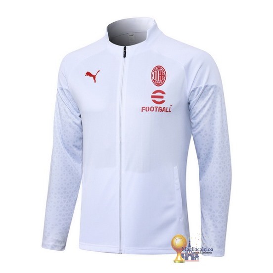 Set Completo Lunga Zip Giacca AC Milan 2023 2024 Bianco