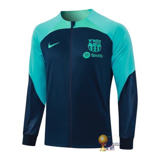 Set Completo Lunga Zip Giacca Barcelona 2023 2024 Blu Navy I Verde