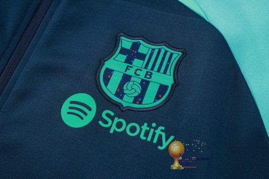 Set Completo Lunga Zip Giacca Barcelona 2023 2024 Blu Navy I Verde