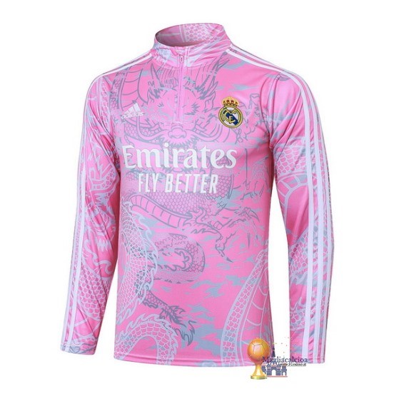 Set Completo Lunga Zip Giacca Real Madrid 2023 2024 Rosa Bianco