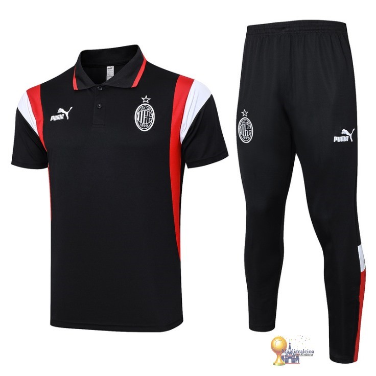 Set Completo Polo AC Milan 2023 2024 Nero Rosso Bianco