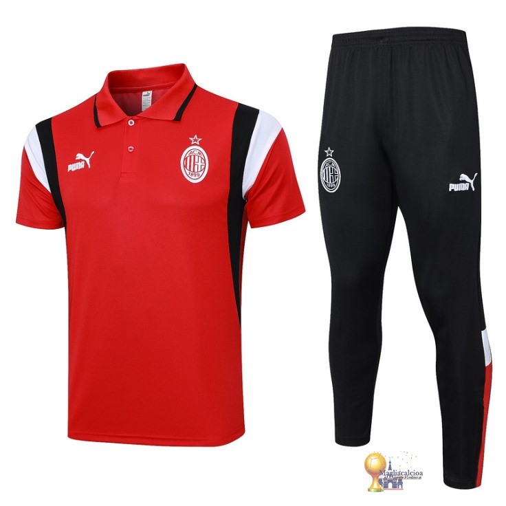 Set Completo Polo AC Milan 2023 2024 Rosso Bianco Nero