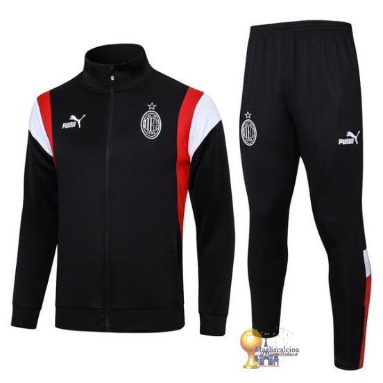 Set Completo Set Completo Lunga Zip Giacca AC Milan 2023 2024 Nero Bianco Rosso