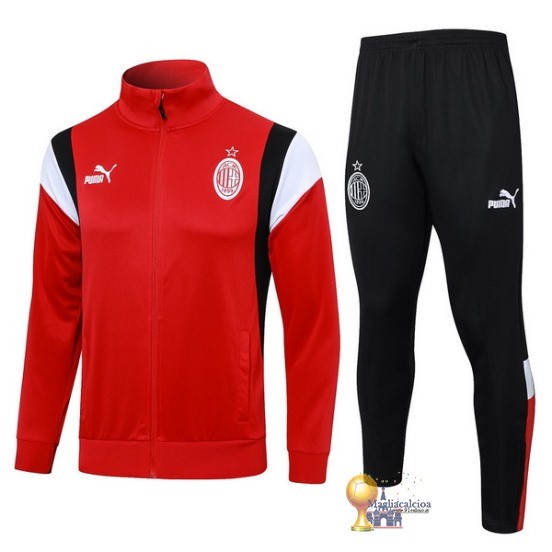 Set Completo Set Completo Lunga Zip Giacca AC Milan 2023 2024 Rosso Bianco Nero