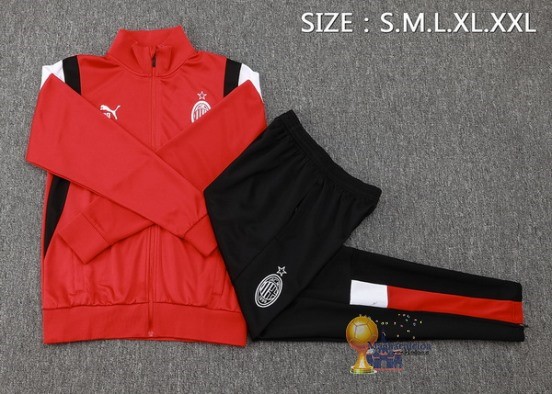 Set Completo Set Completo Lunga Zip Giacca AC Milan 2023 2024 Rosso Bianco Nero