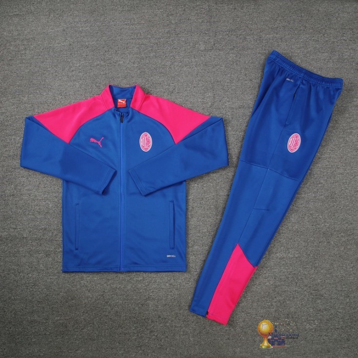 Set Completo Set Completo Lunga Zip Giacca AC Milan 2024 2025 Blu Rosa