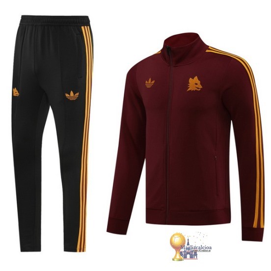 Set Completo Set Completo Lunga Zip Giacca AS Roma 2023 2024 Rosso Nero