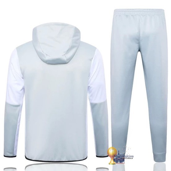 Set Completo Set Completo Lunga Zip Giacca Al Nassr 2023 2024 Grigio Bianco