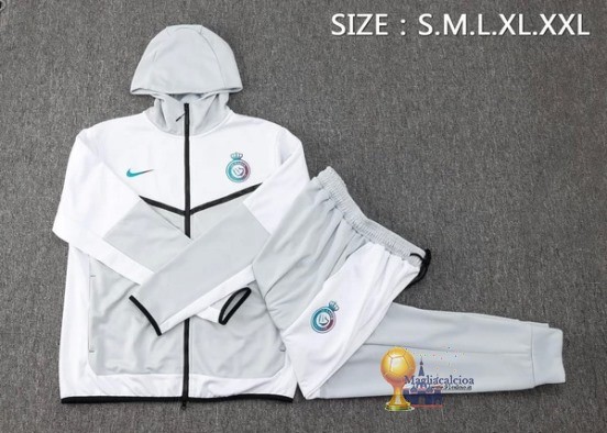 Set Completo Set Completo Lunga Zip Giacca Al Nassr 2023 2024 Grigio Bianco