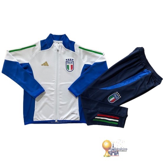 Set Completo Set Completo Lunga Zip Giacca Bambino Italia 2024 Bianco Blu Navy