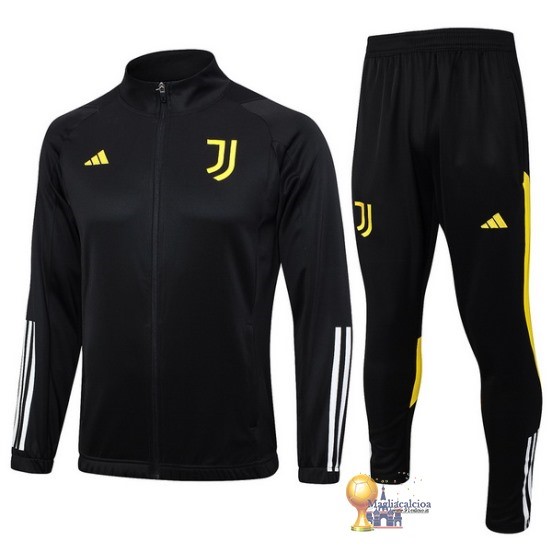 Set Completo Set Completo Lunga Zip Giacca Bambino Juventus 2023 2024 Nero Bianco Giallo