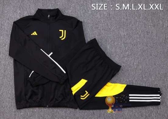Set Completo Set Completo Lunga Zip Giacca Bambino Juventus 2023 2024 Nero Bianco Giallo