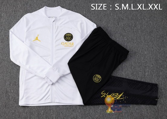 Set Completo Set Completo Lunga Zip Giacca Bambino Paris Saint Germain 2023 2024 Bianco Nero