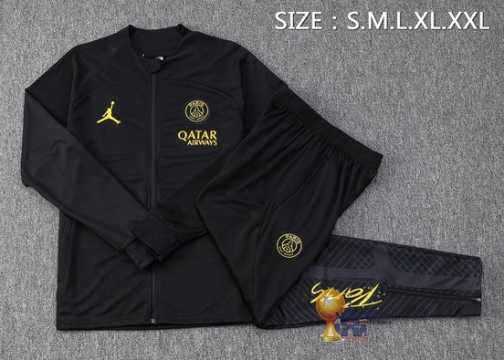 Set Completo Set Completo Lunga Zip Giacca Bambino Paris Saint Germain 2023 2024 Nero