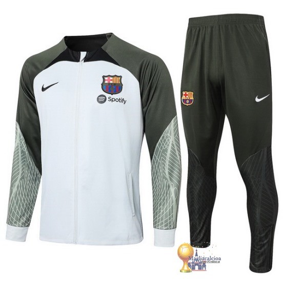 Set Completo Set Completo Lunga Zip Giacca Barcelona 2023 2024 Bianco Verde