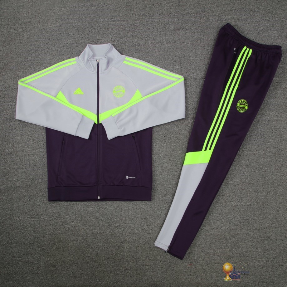 Set Completo Set Completo Lunga Zip Giacca Bayern München 2023 2024 Grigio Purpureo