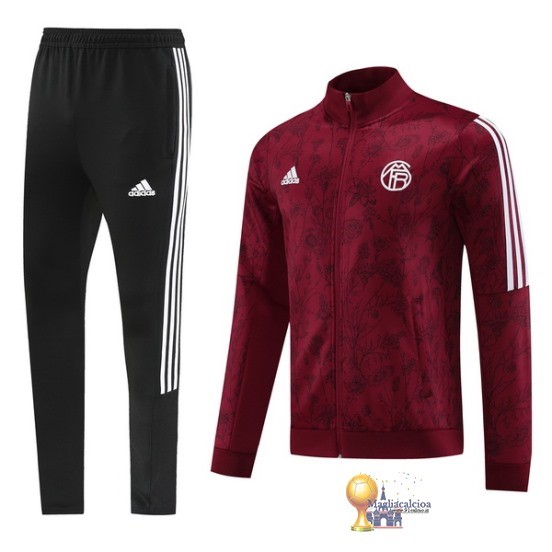 Set Completo Set Completo Lunga Zip Giacca Bayern München 2023 2024 Nero Borgogna
