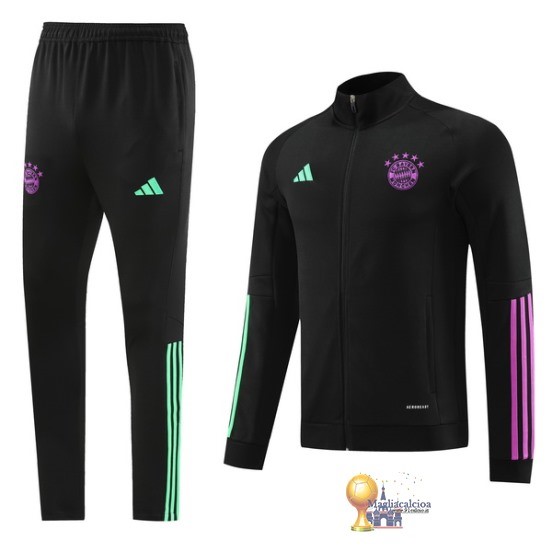 Set Completo Set Completo Lunga Zip Giacca Bayern München 2023 2024 Nero I Purpureo