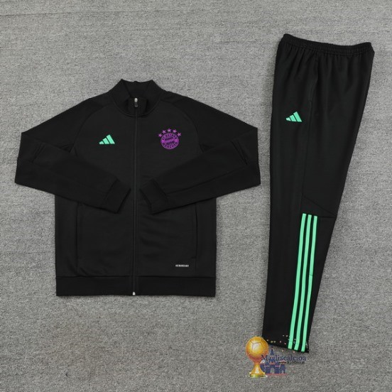 Set Completo Set Completo Lunga Zip Giacca Bayern München 2023 2024 Nero I Purpureo