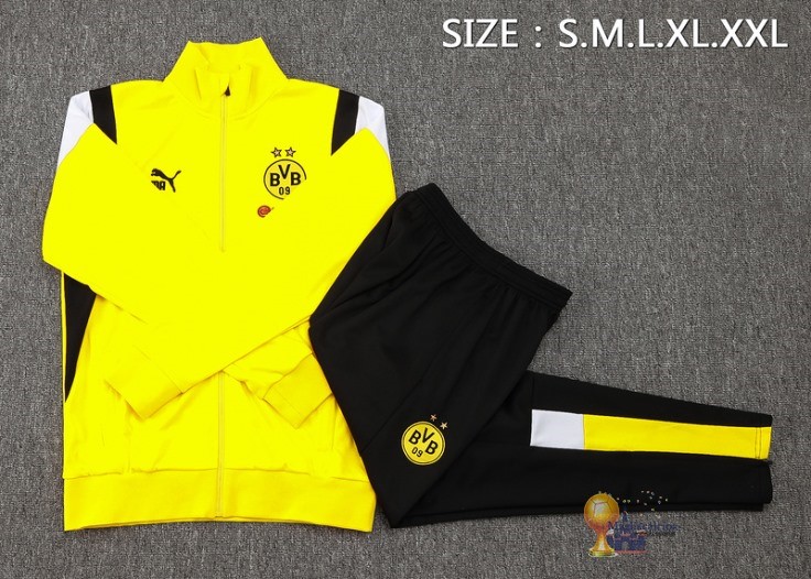 Set Completo Set Completo Lunga Zip Giacca Borussia Dortmund 2023 2024 Giallo Bianco Nero