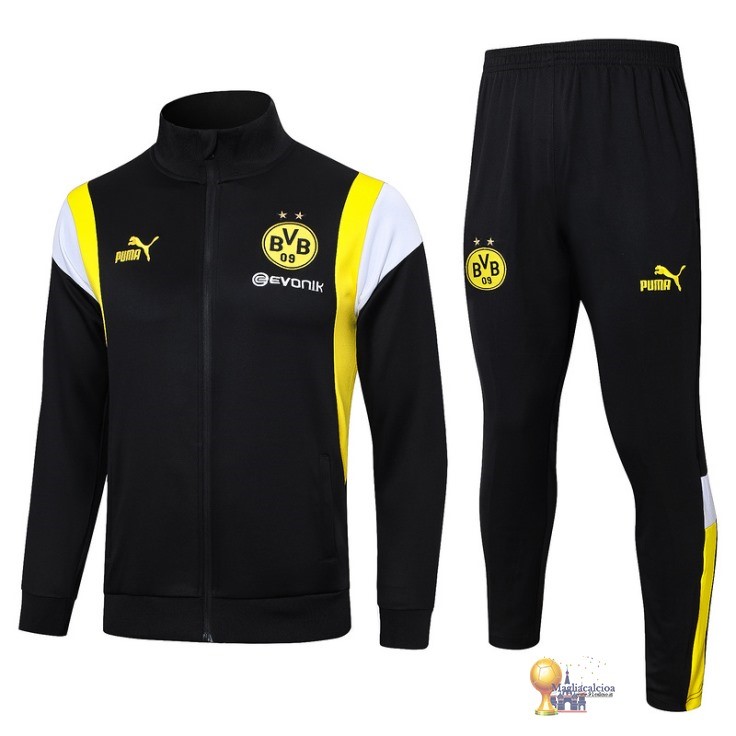 Set Completo Set Completo Lunga Zip Giacca Borussia Dortmund 2023 2024 Nero Giallo Bianco