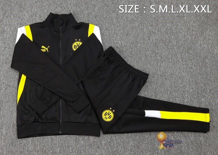 Set Completo Set Completo Lunga Zip Giacca Borussia Dortmund 2023 2024 Nero Giallo Bianco