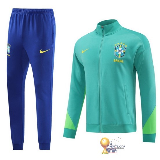 Set Completo Set Completo Lunga Zip Giacca Brasile 2023 Blu I Verde