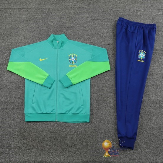 Set Completo Set Completo Lunga Zip Giacca Brasile 2023 Blu I Verde