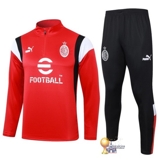 Set Completo Sudadera Formazione AC Milan 2023 2024 Rosso I Nero Bianco