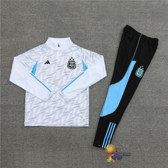 Set Completo Sudadera Formazione Bambino Argentina 2023 Bianco I Blu Nero