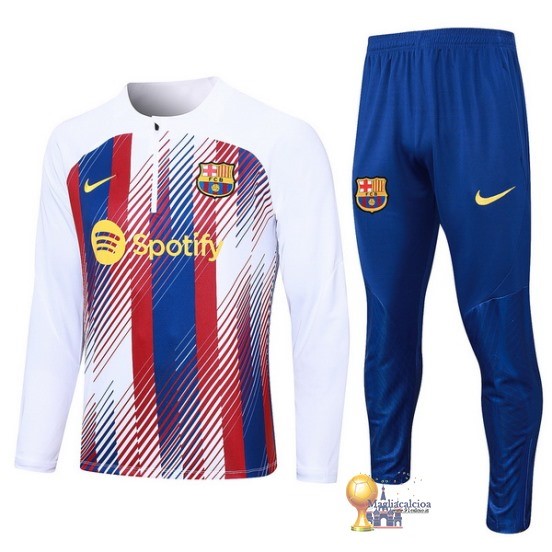 Set Completo Sudadera Formazione Bambino Barcelona 2023 2024 Bianco Rosso Blu