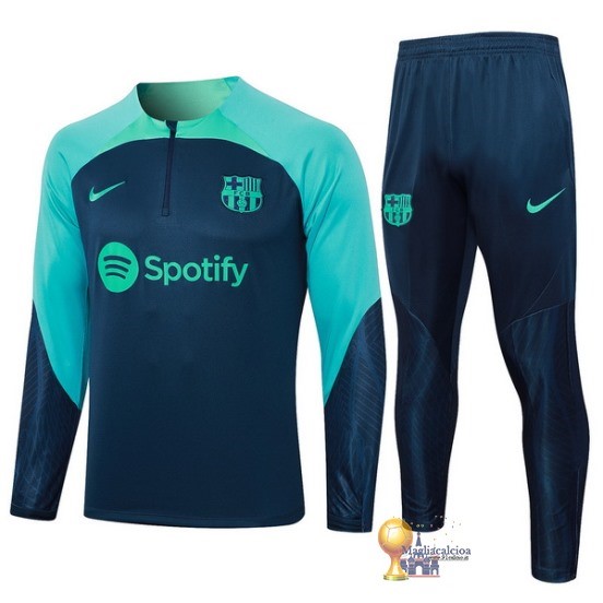 Set Completo Sudadera Formazione Bambino Barcelona 2023 2024 Blu Navy I Verde