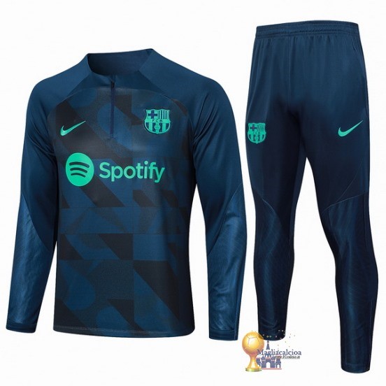 Set Completo Sudadera Formazione Bambino Barcelona 2023 2024 Blu Navy Verde