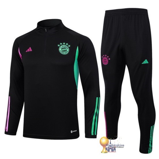 Set Completo Sudadera Formazione Bambino Bayern München 2023 2024 Nero Purpureo Verde