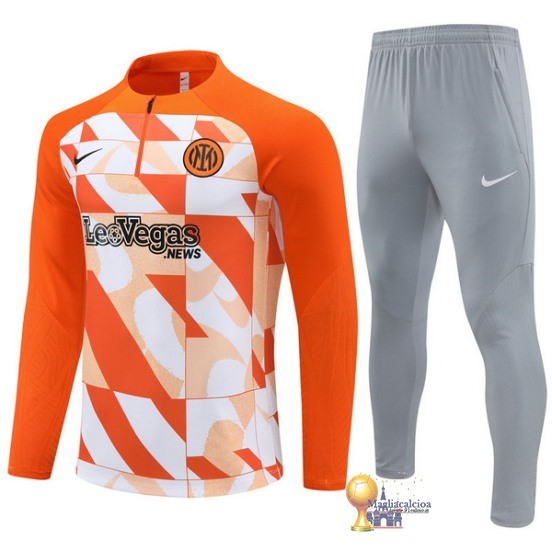 Set Completo Sudadera Formazione Bambino Inter Milán 2023 2024 Arancione Grigio