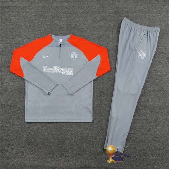 Set Completo Sudadera Formazione Bambino Inter Milán 2023 2024 Grigio Arancione