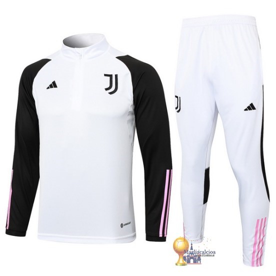 Set Completo Sudadera Formazione Bambino Juventus 2023 2024 Bianco I Nero Rosa