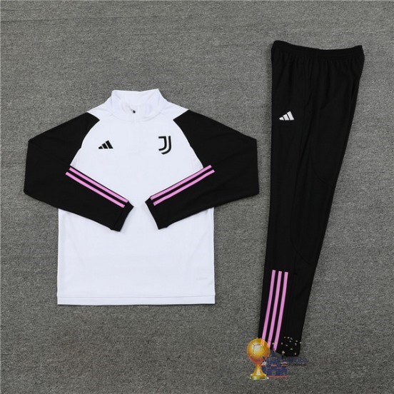 Set Completo Sudadera Formazione Bambino Juventus 2023 2024 Bianco I Nero Rosa