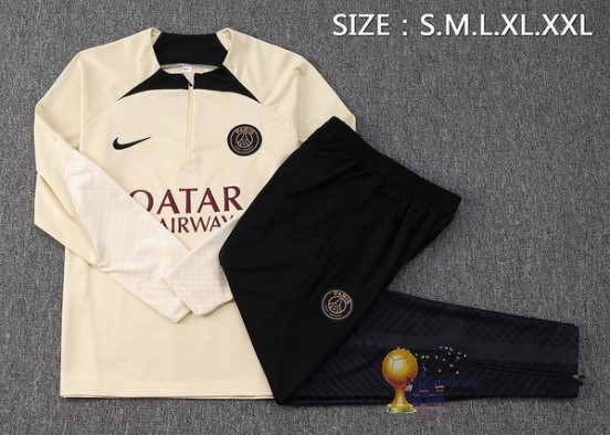 Set Completo Sudadera Formazione Bambino Paris Saint Germain 2023 2024 Giallo Nero