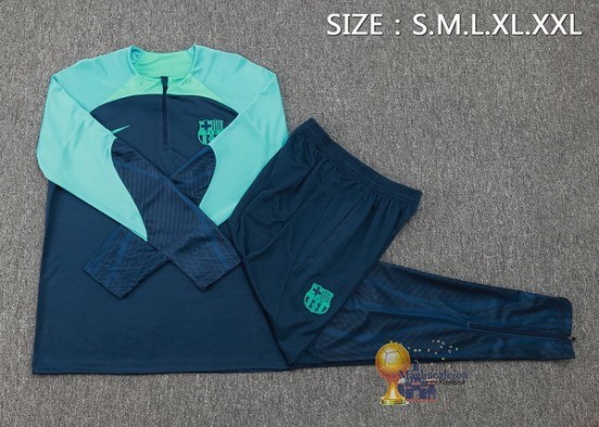 Set Completo Sudadera Formazione Barcelona 2023 2024 Blu Navy I Verde