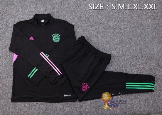 Set Completo Sudadera Formazione Bayern München 2023 2024 Nero Purpureo Verde