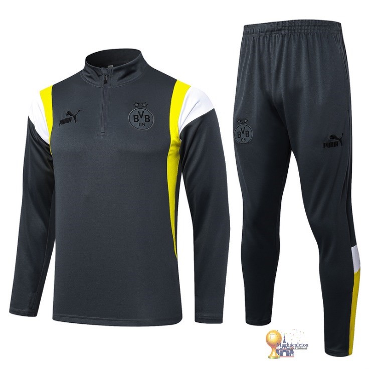 Set Completo Sudadera Formazione Borussia Dortmund 2023 2024 Grigio Giallo