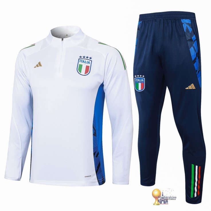 Set Completo Sudadera Formazione Italia 2024 Bianco Blu Navy