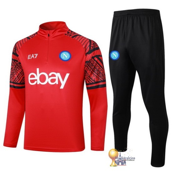 Set Completo Sudadera Formazione Napoli 2023 2024 Rosso Nero