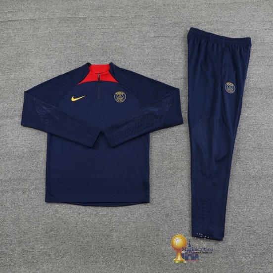 Set Completo Sudadera Formazione Paris Saint Germain 2023 2024 Blu Navy II Rosso
