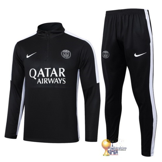 Set Completo Sudadera Formazione Paris Saint Germain Bambino 2023 2024 Nero Bianco