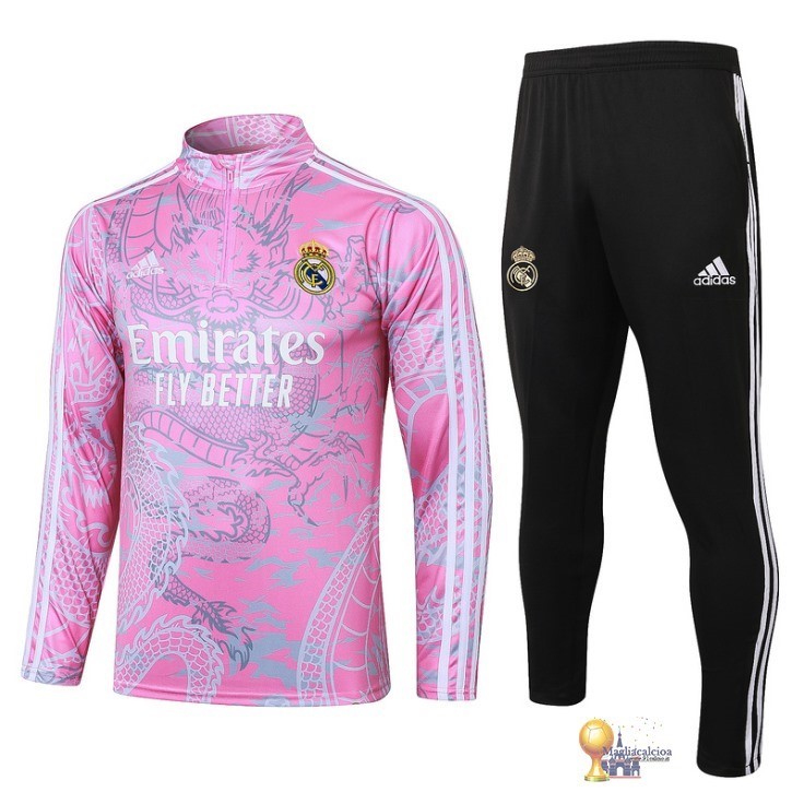 Set Completo Sudadera Formazione Real Madrid 2023 2024 Rosa Bianco Nero