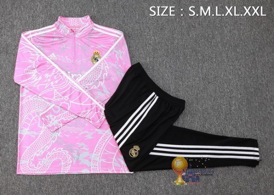 Set Completo Sudadera Formazione Real Madrid 2023 2024 Rosa Bianco Nero