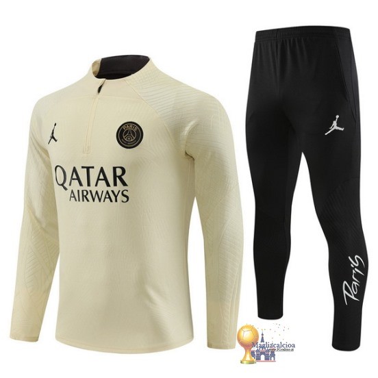 Set Completo Sudadera Jugadores Formazione Bambino Paris Saint Germain 2023 2024 Giallo Nero