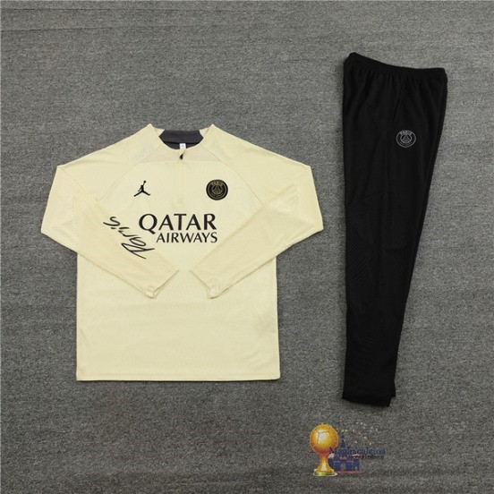 Set Completo Sudadera Jugadores Formazione Bambino Paris Saint Germain 2023 2024 Giallo Nero